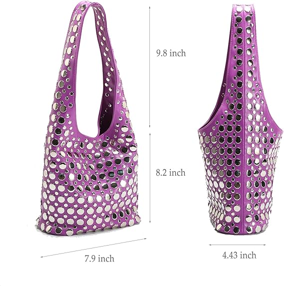 Studded Shoulder Hobo Bag