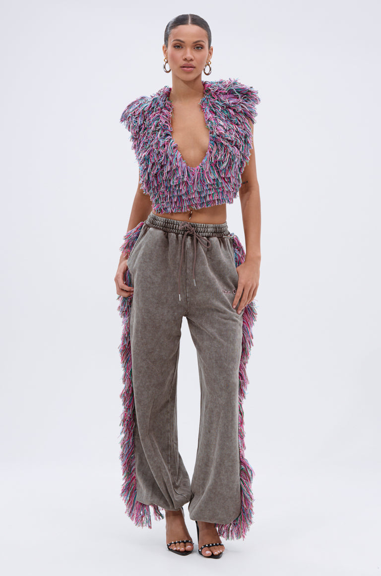 THE ONE FRINGE BLOUSE & WIDE LEG JOGGER