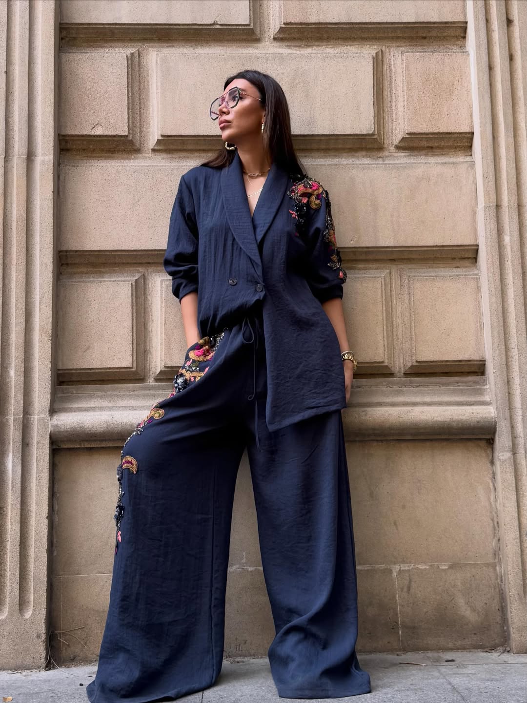 Linen casual blazer and pants set