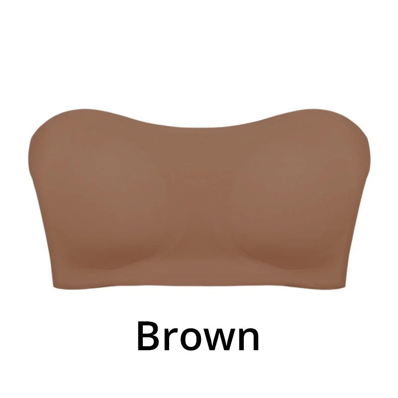 Women's Non-Slip Strapless Wireless Bra with Crossover Side Closure