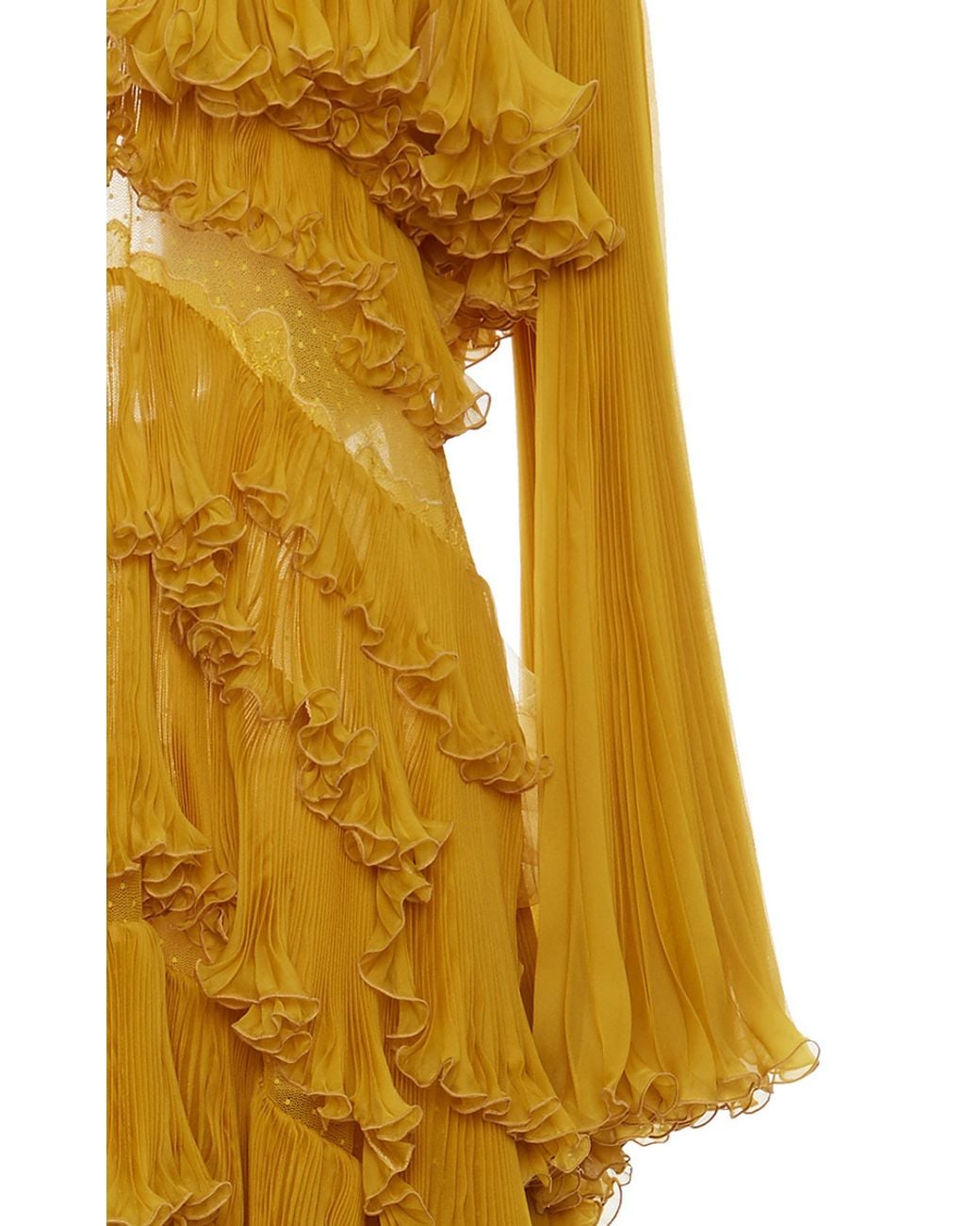 Women's Yellow Tiered Off-the-shoulder Gown