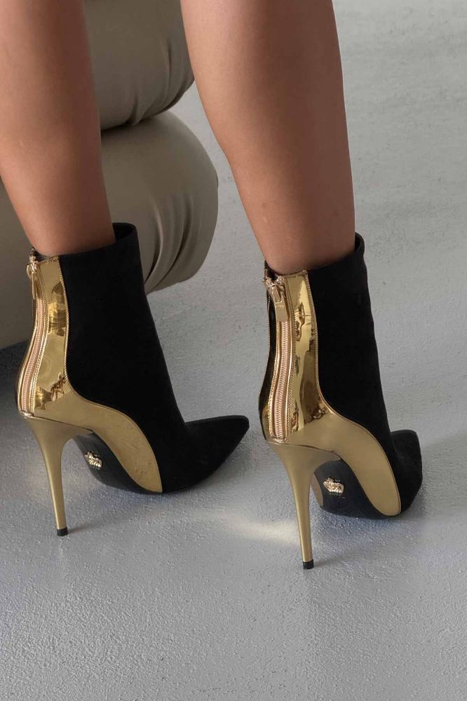 Thin Heel 10 Cm Black Gold Boots