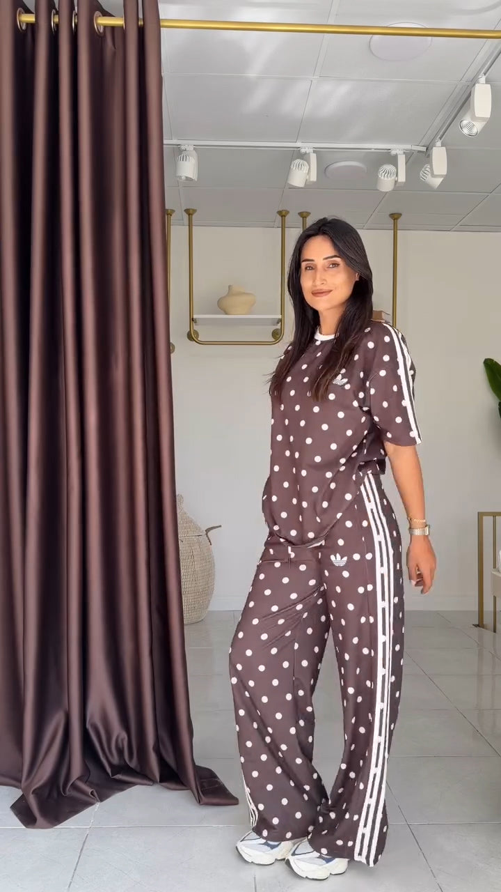 Satin Polka Dots Track T-shirt & Pant Set
