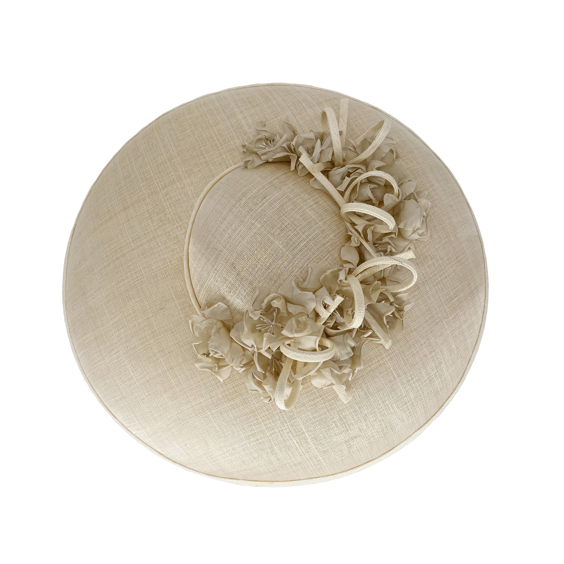Ivory and gold bell with silk flowers and bows