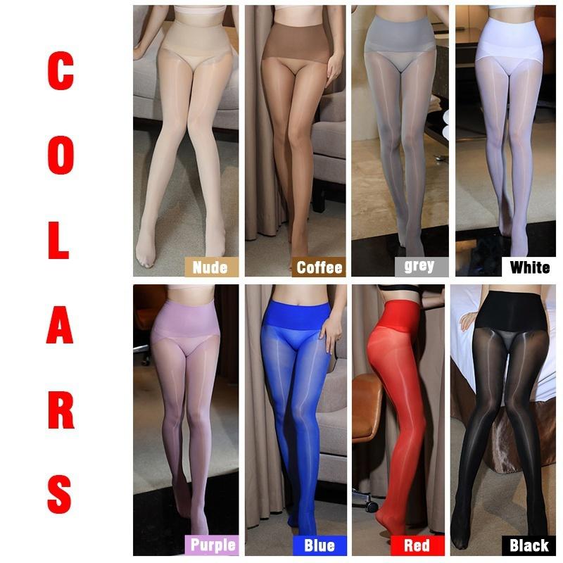Oily shiny pantyhose socks
