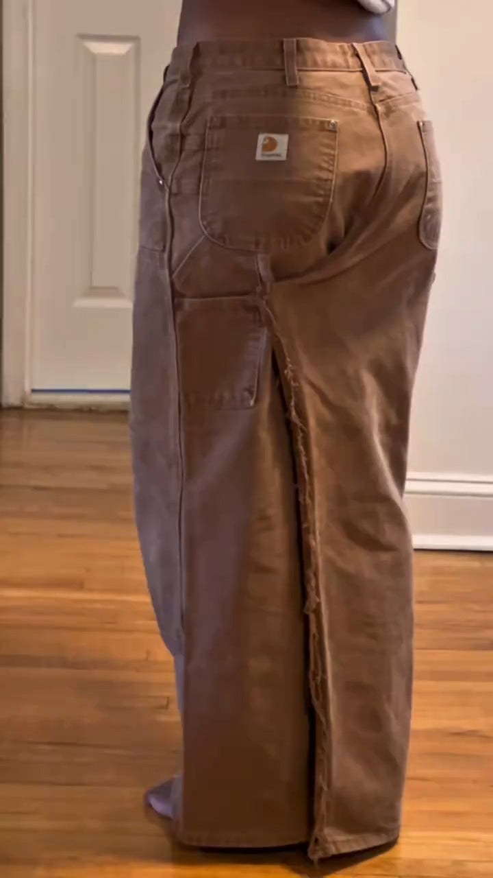 Removable Harmonica Coated Denim Maxi Skirt