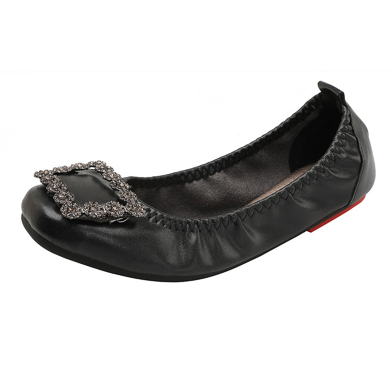 Metal Square Buckle Soft Sole Shoes