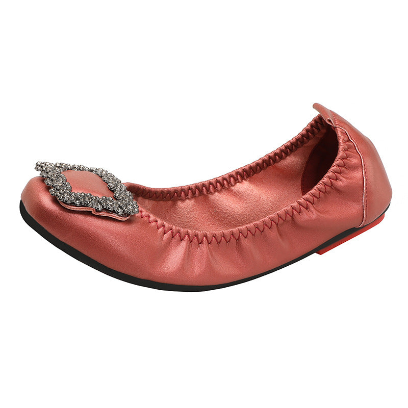 Metal Square Buckle Soft Sole Shoes