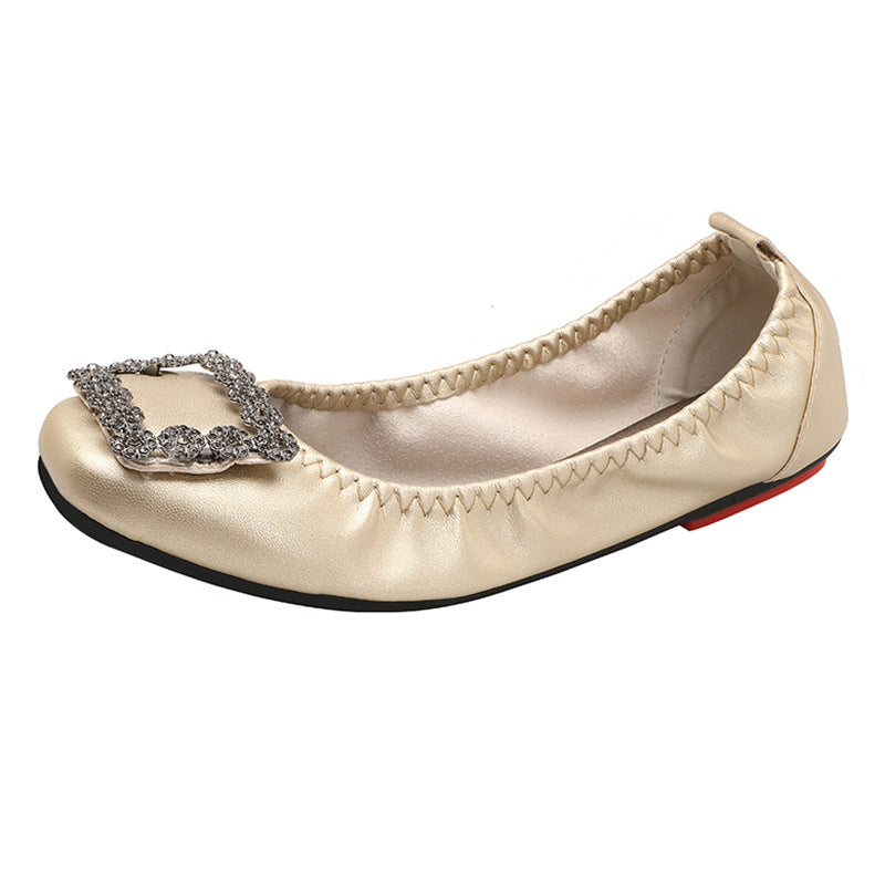 Metal Square Buckle Soft Sole Shoes