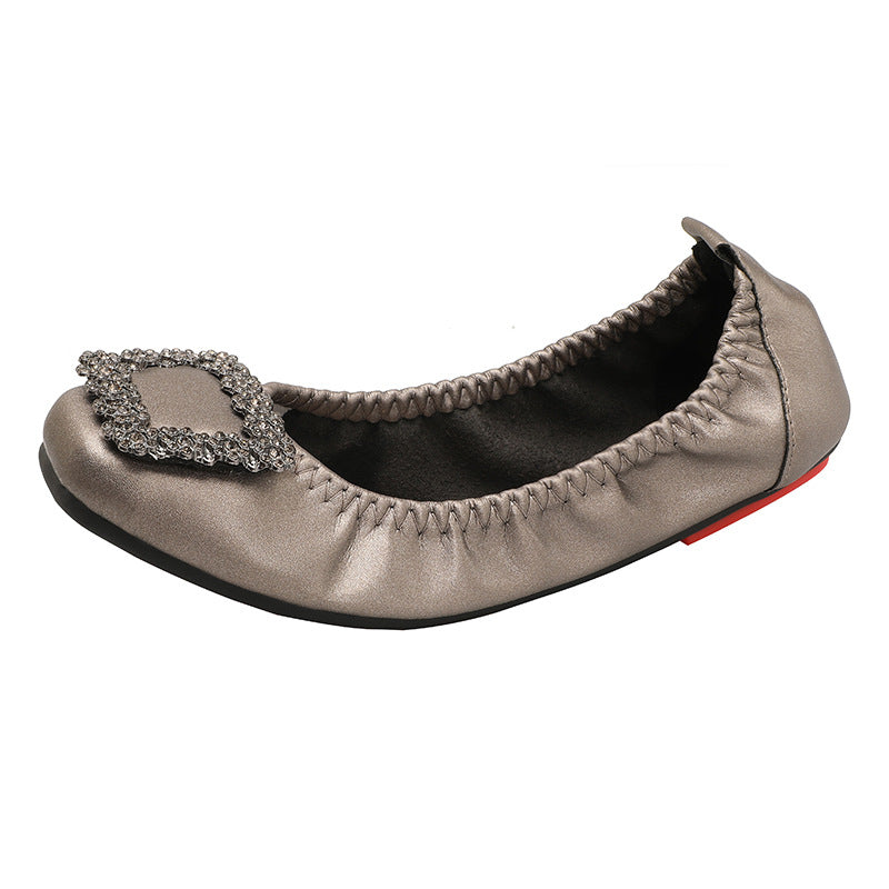Metal Square Buckle Soft Sole Shoes