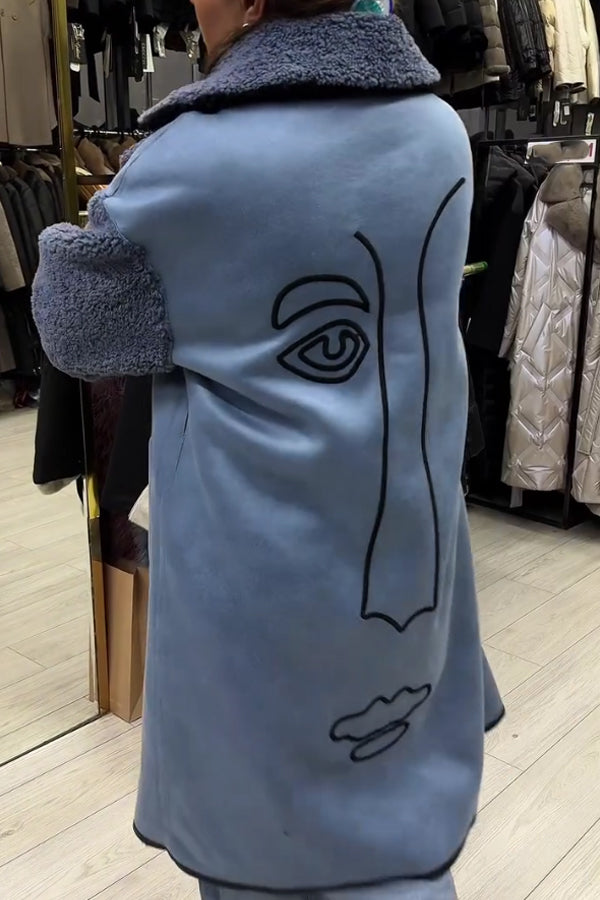 Casual Plush Striped Pattern Reversible Jacket