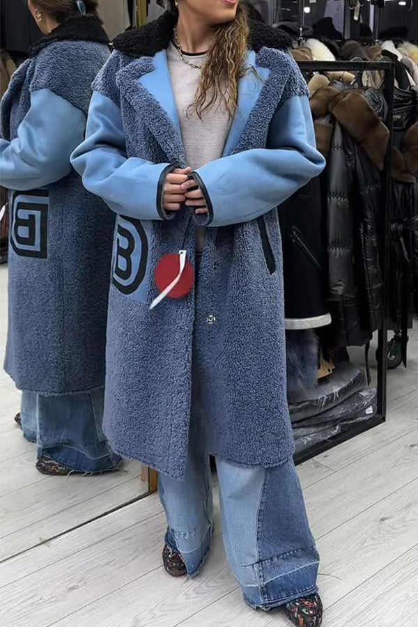 Casual Plush Striped Pattern Reversible Jacket