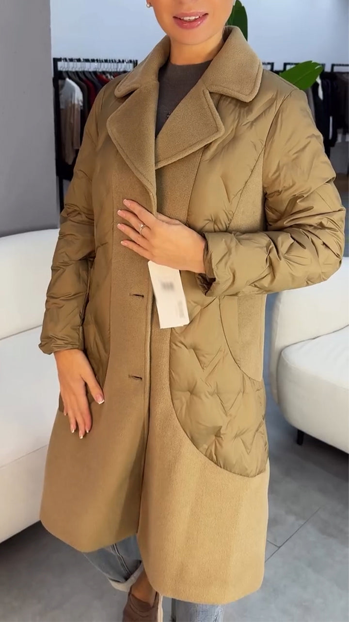 Lapel Stitching Solid Color  Cotton Jacket