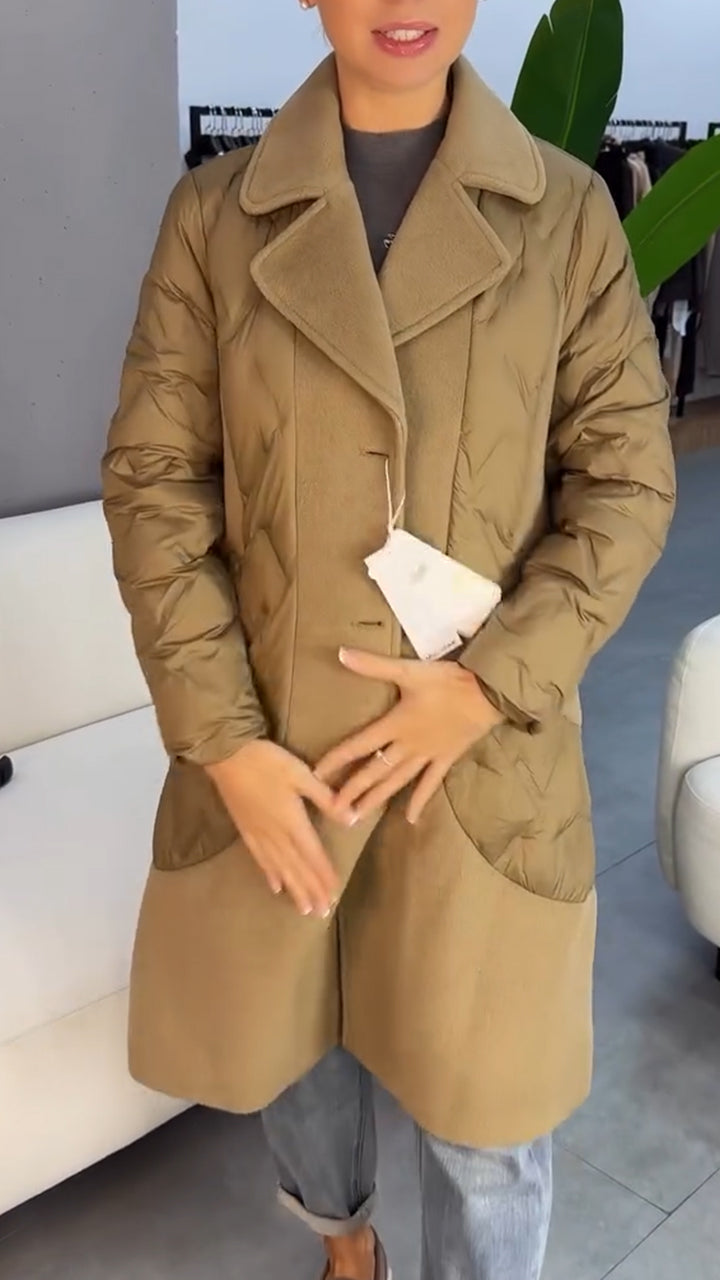 Lapel Stitching Solid Color  Cotton Jacket