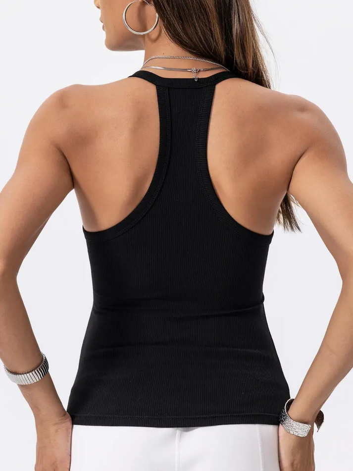 Built-in Bra V-Neck Ribbed Spaghetti Strap Cami Top
