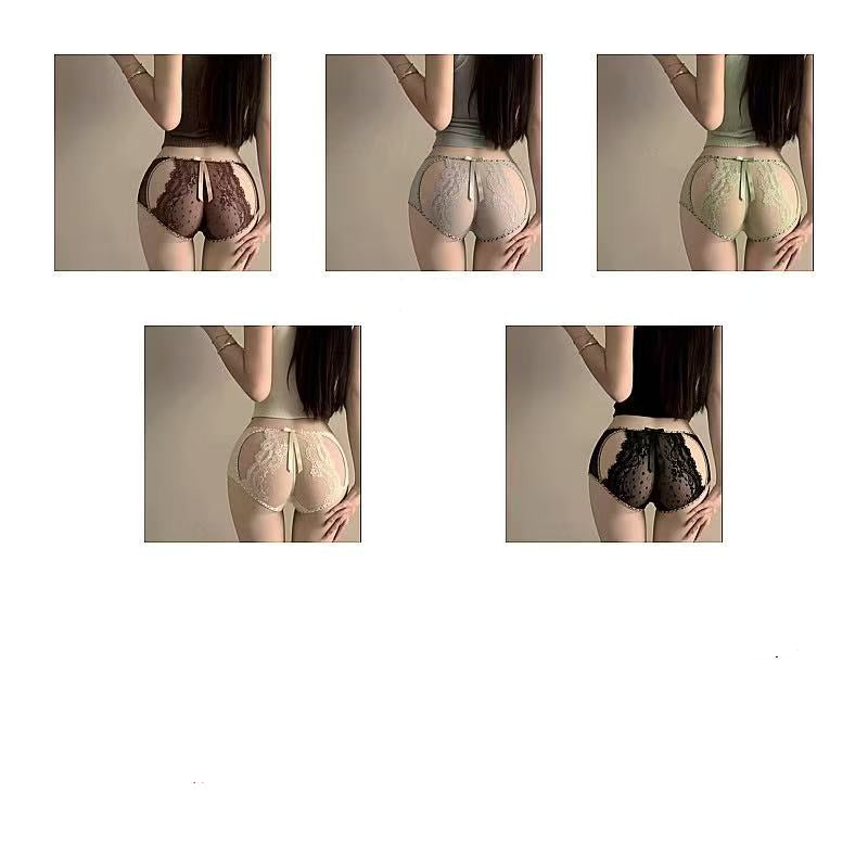 Cut-out leopard print lace panties