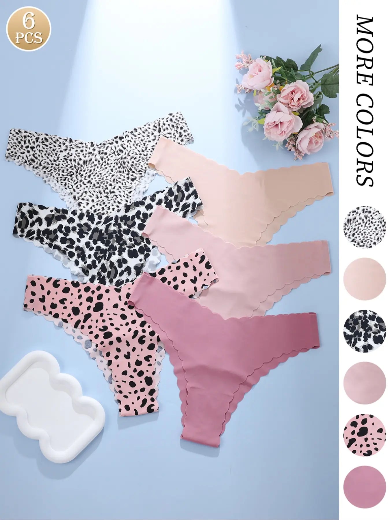 Women's Seamless Wave Design Leopard Underwear Set