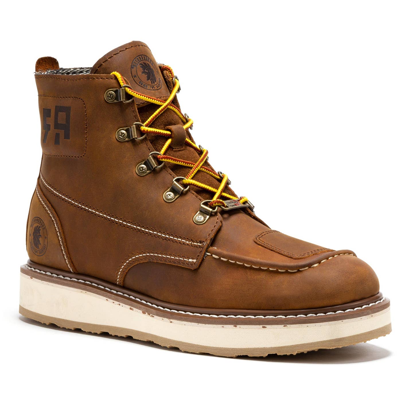 Men’s 6 Inch Brown Zip Sided Soft Toe Wedge Work Boots