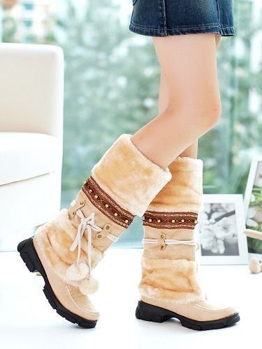 Thick High-Heeled Snow Boots