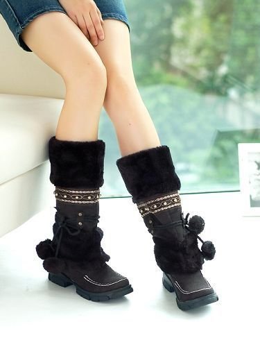 Thick High-Heeled Snow Boots