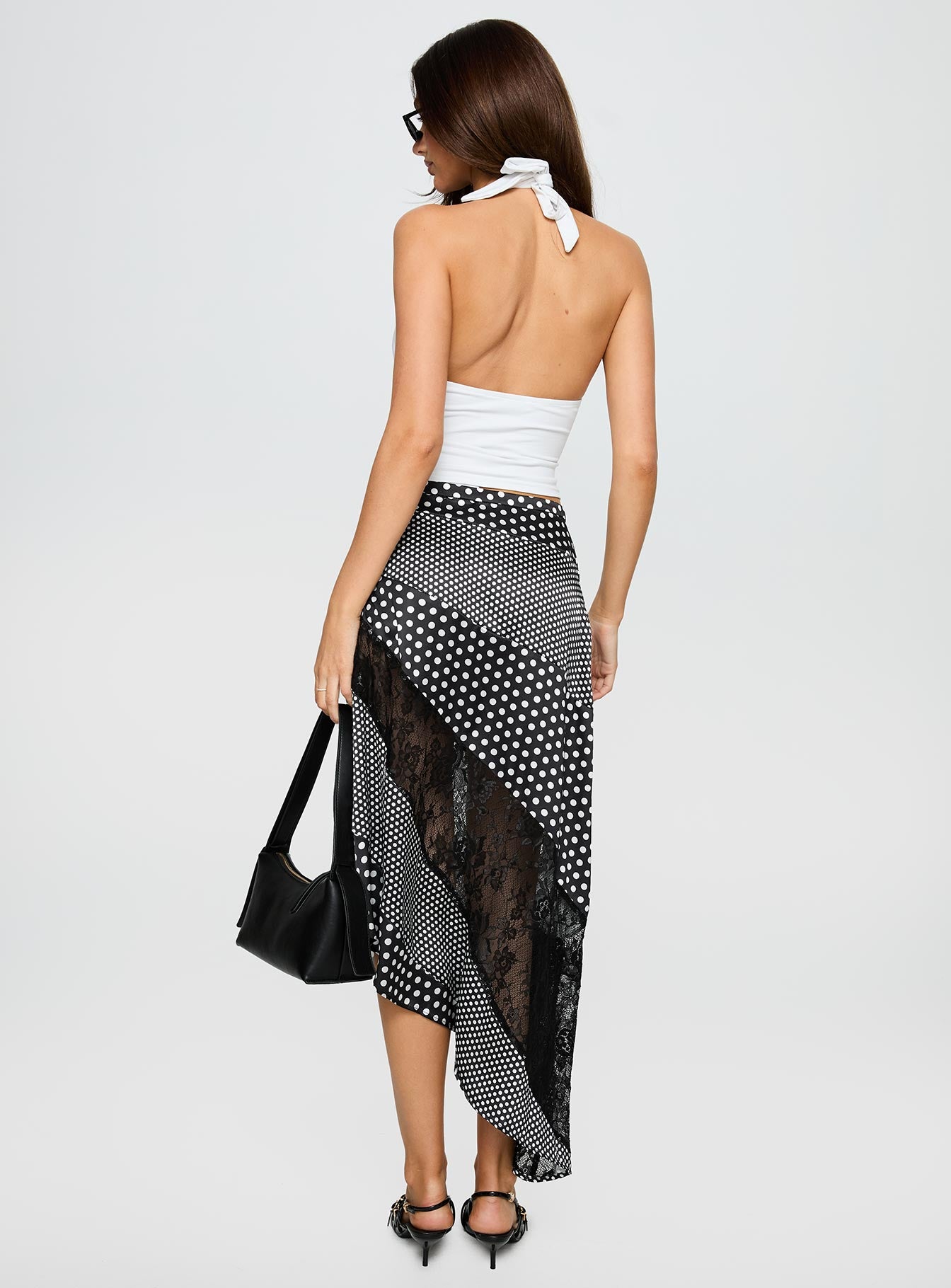 Midnight memories asymmetrical midi skirt black multi