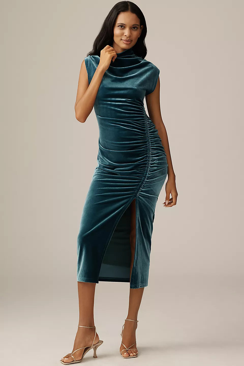 Stretch Velvet Cowl-Neck Dress OR Jacquard Maxi Dress