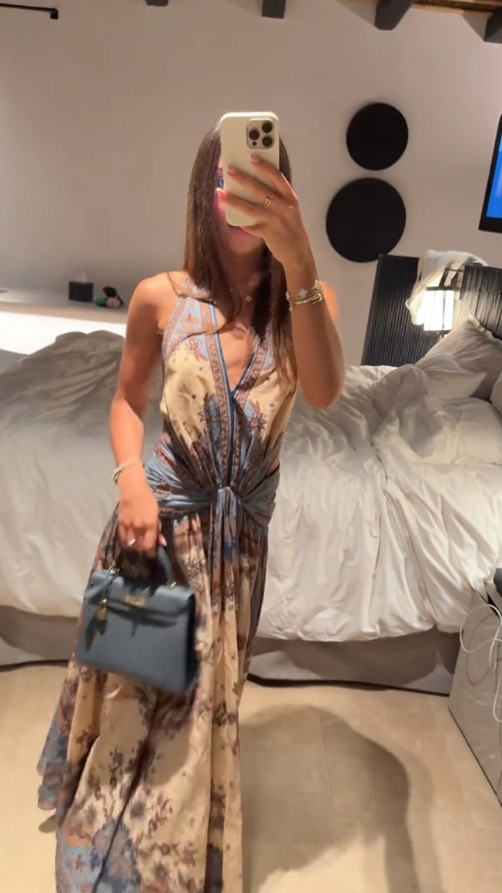 Plunge halter maxi dress