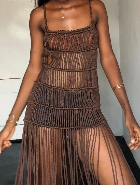 Macrame fringed beach dress
