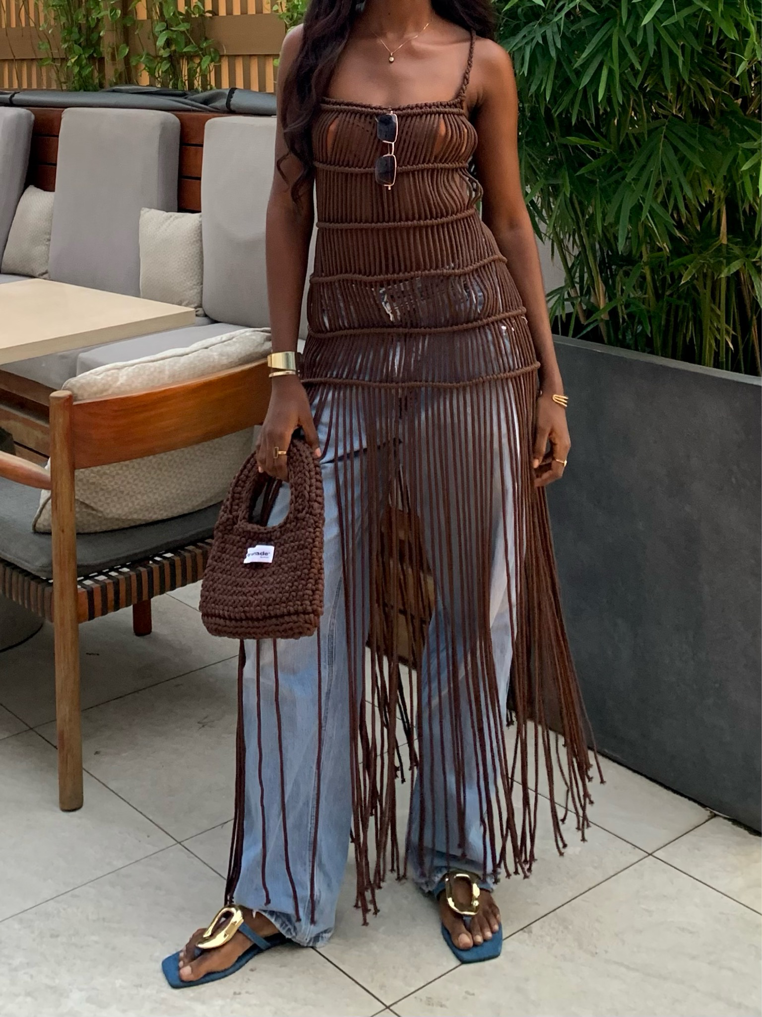 Macrame fringed beach dress