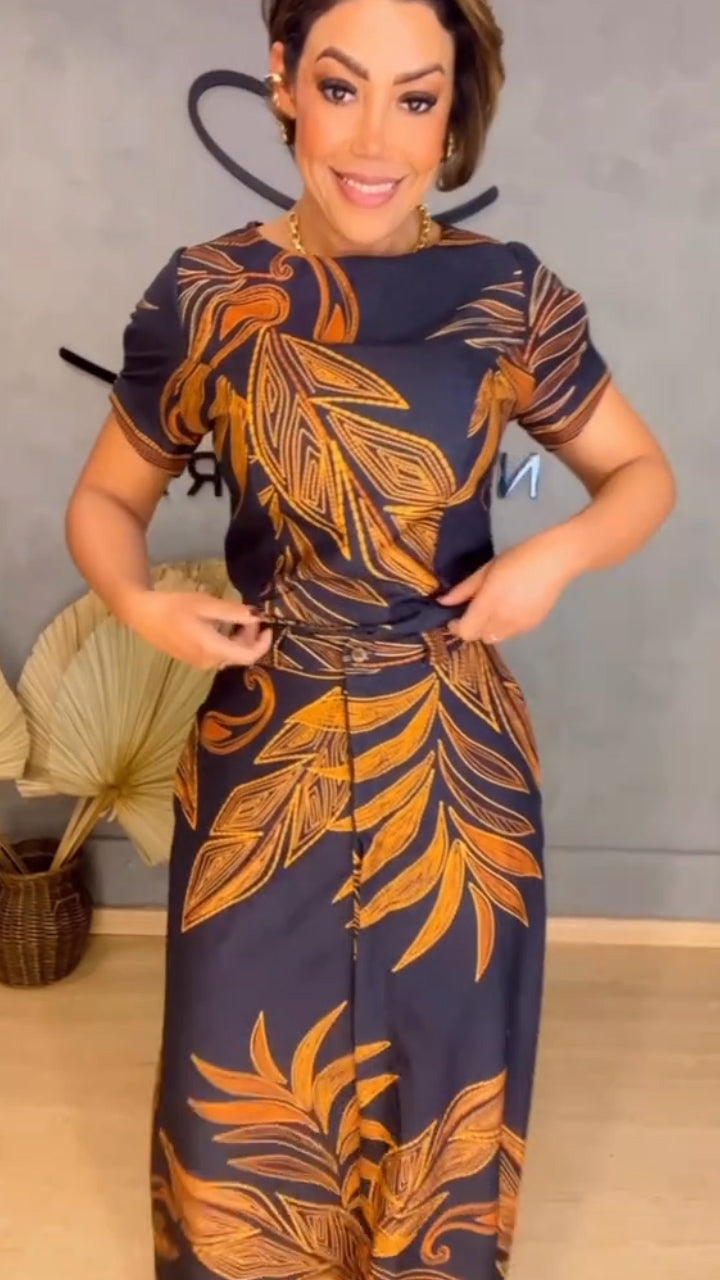 Maple leaf short-sleeved two-piece set