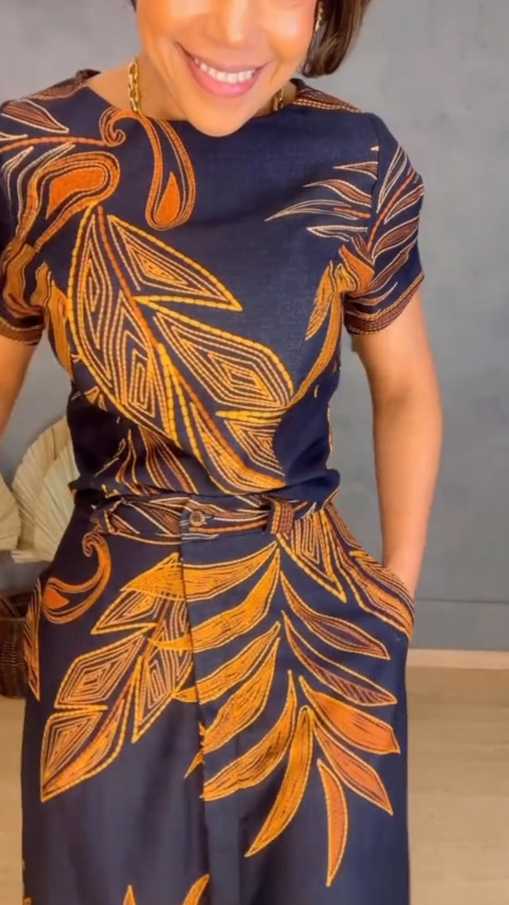 Maple leaf short-sleeved two-piece set
