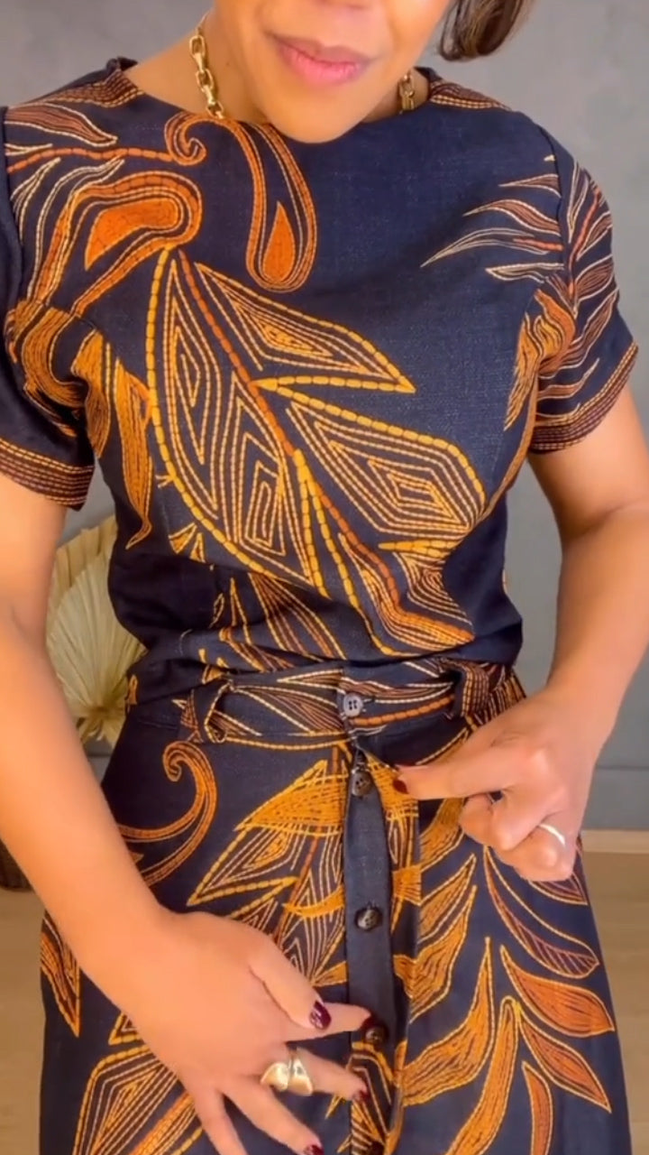 Maple leaf short-sleeved two-piece set