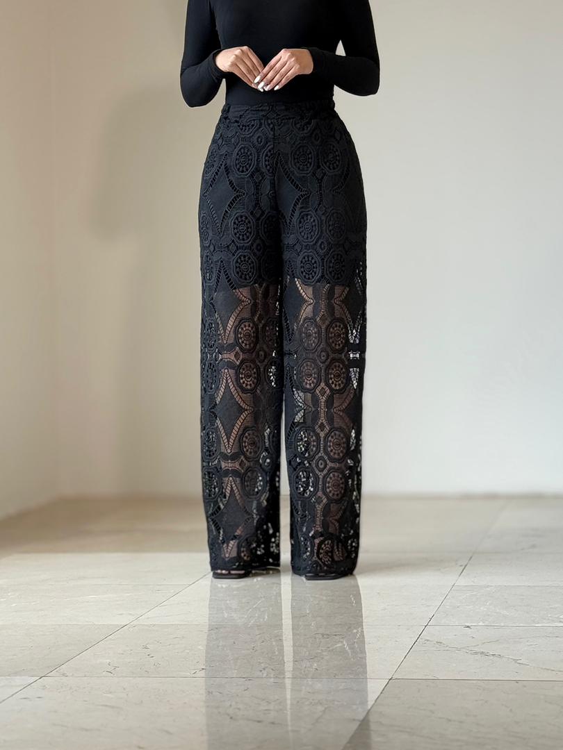 Hollow embroidered pants