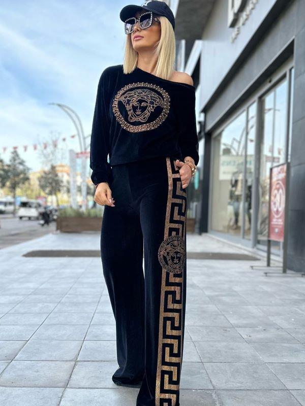 Medusa flannel sweatshirt and sweatpants Set