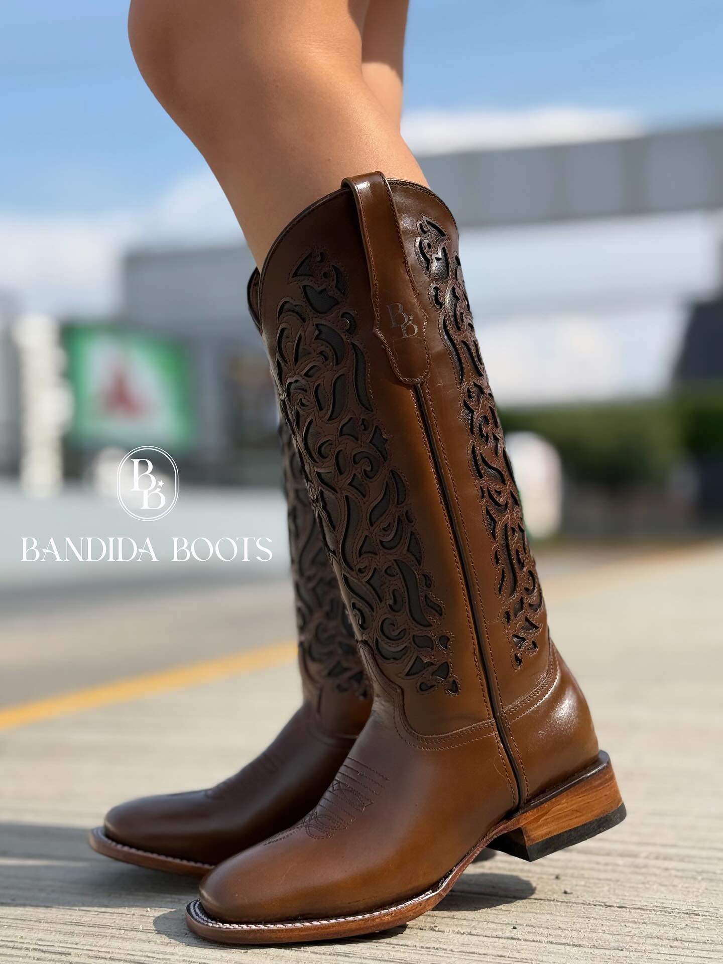 Hollow leather boots