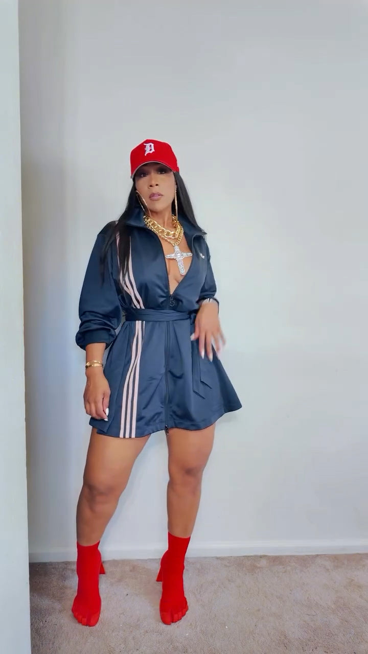 3-STRIPES WRAPPED TRACK SUIT DRESS