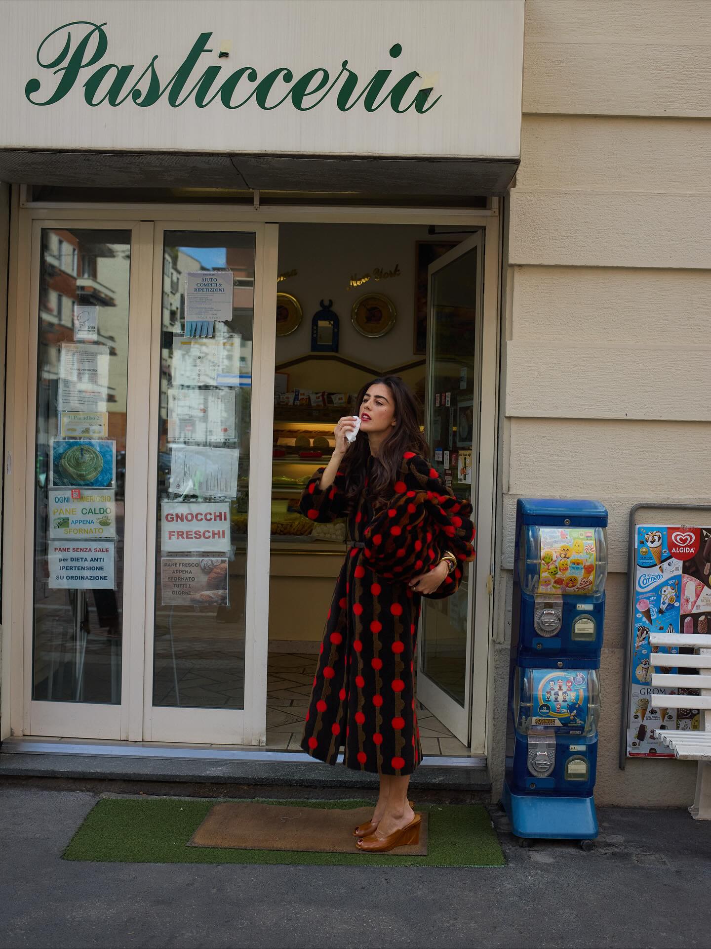 Dots shearling coat