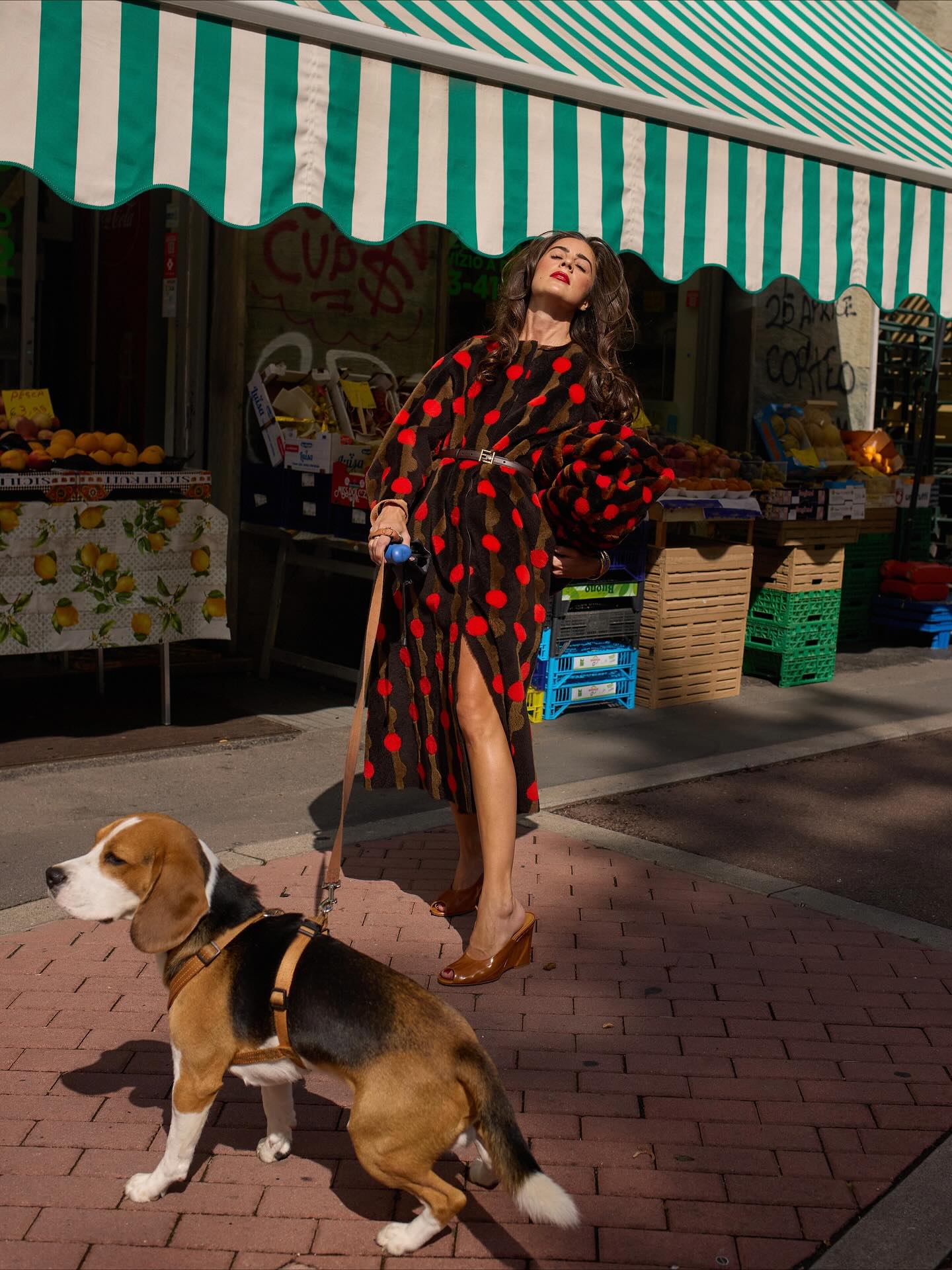 Dots shearling coat
