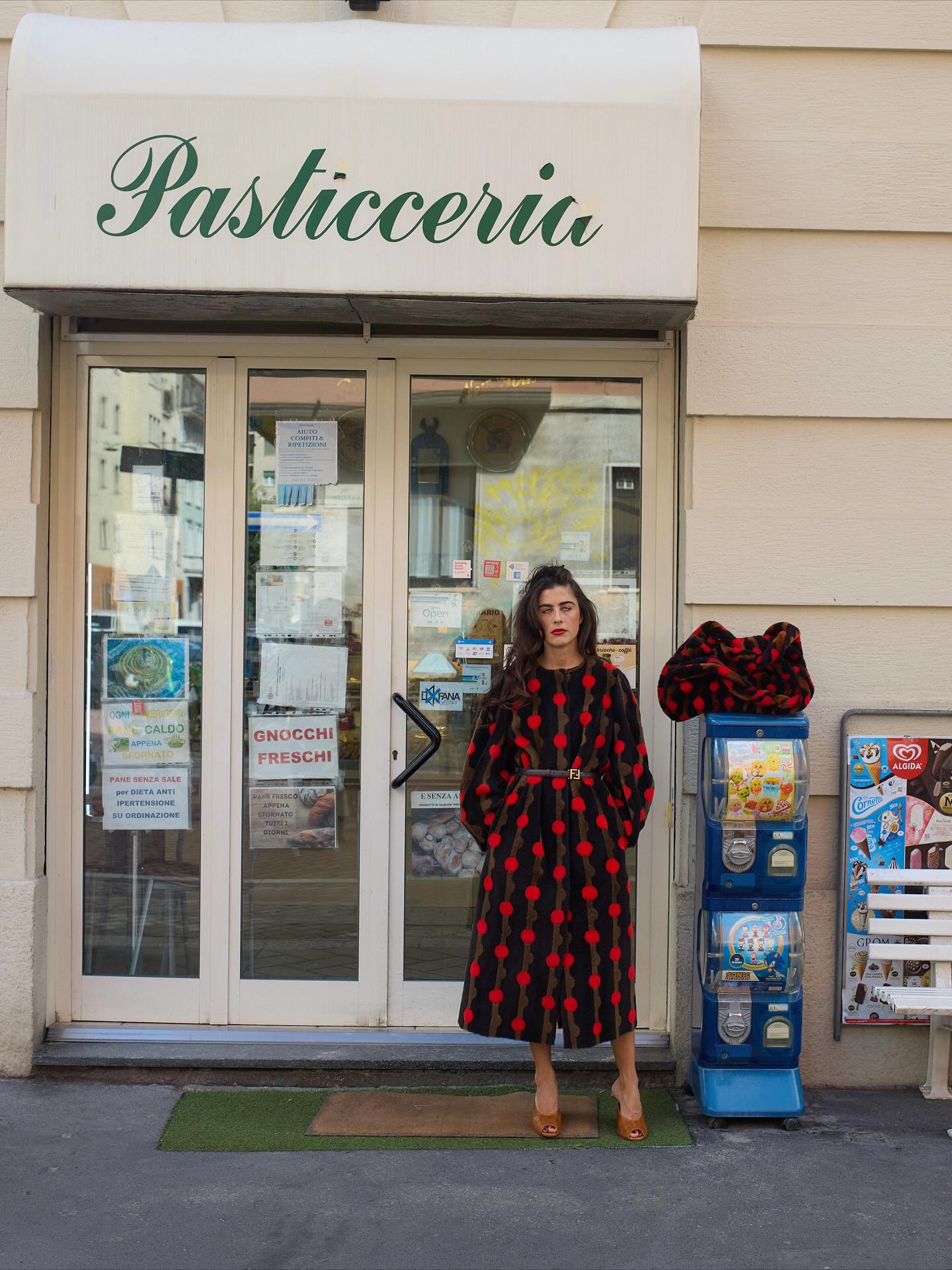 Dots shearling coat