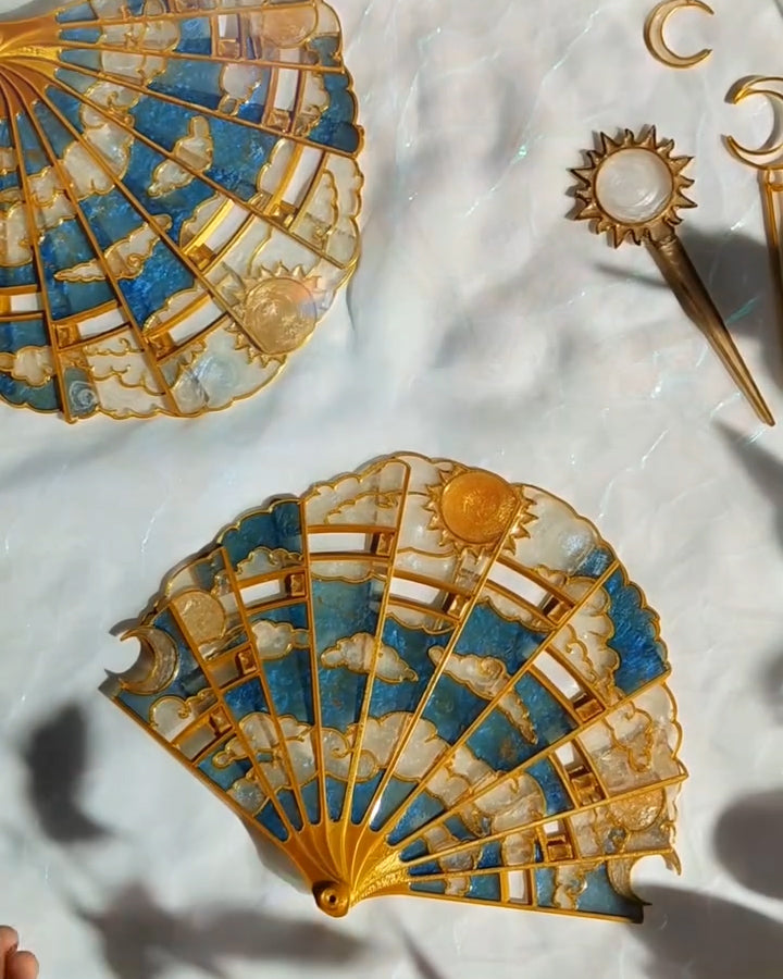 European aristocratic dinner hand fan