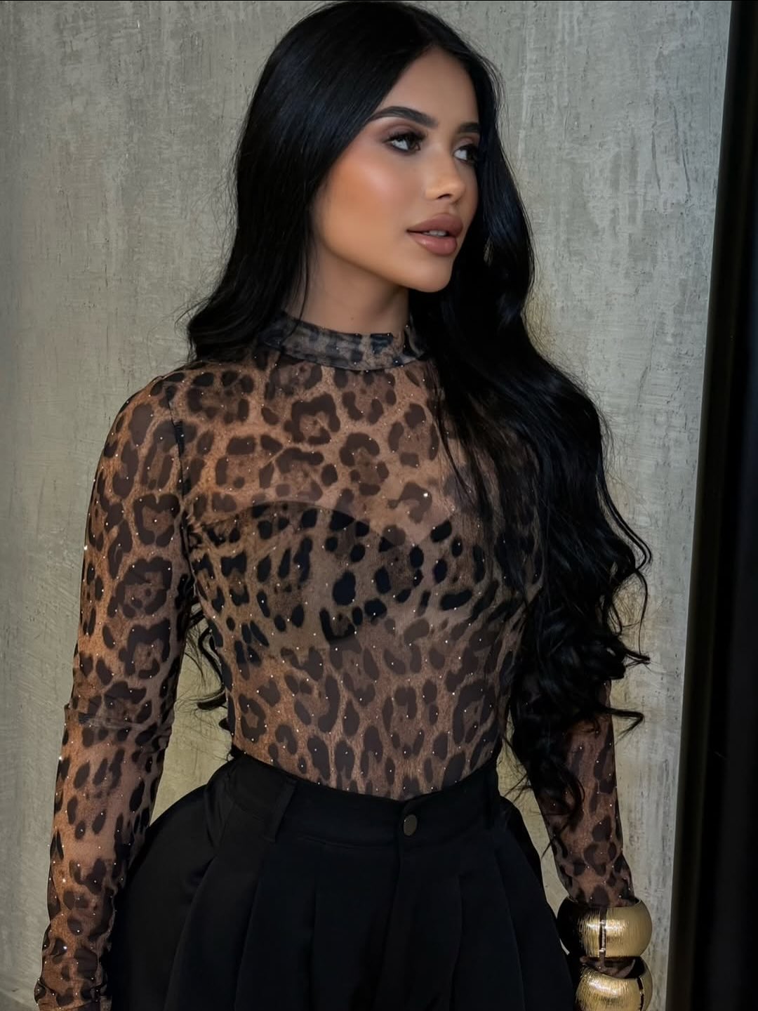 Diamond leopard print bodysuit