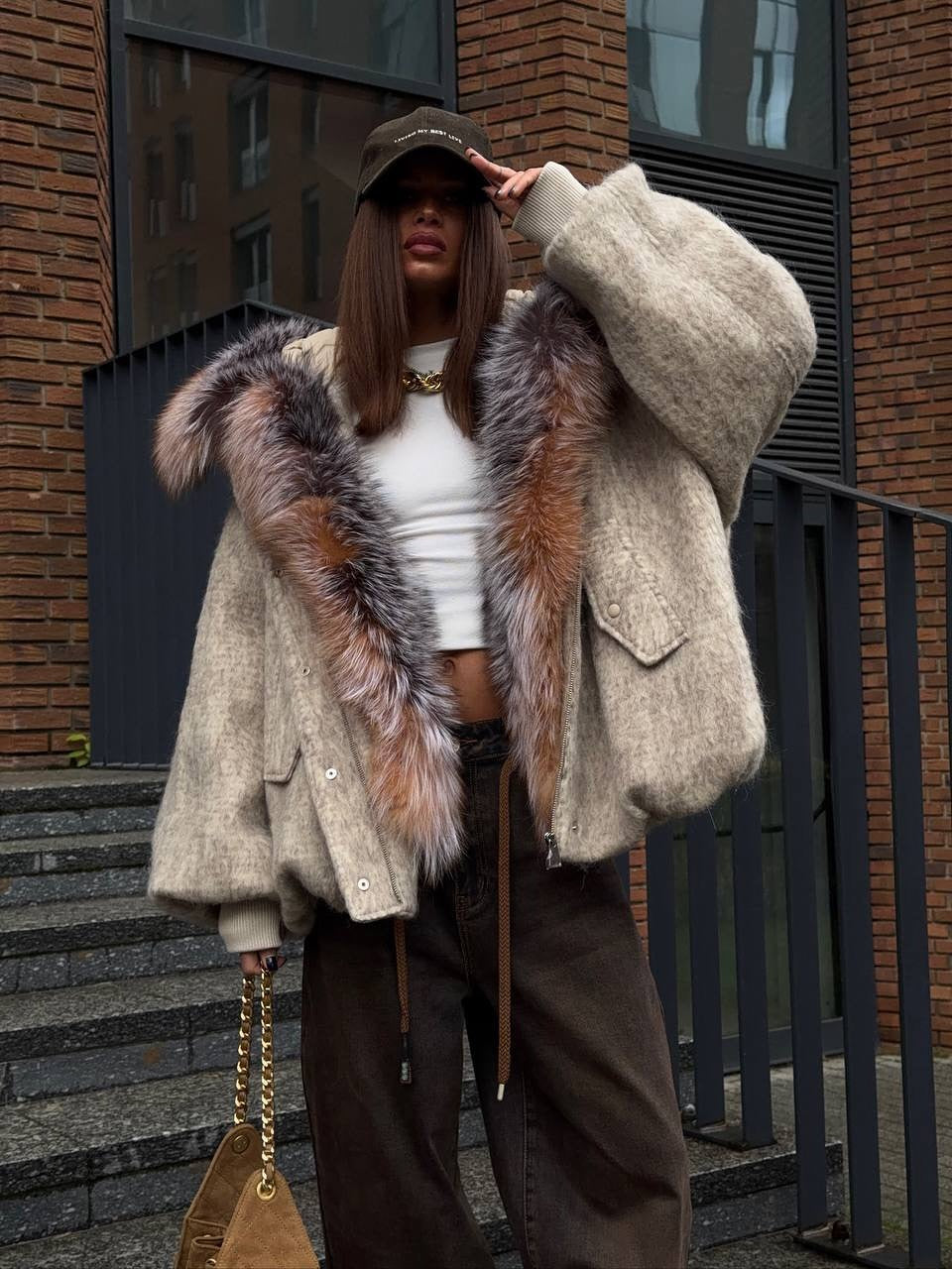 Money winter jacket with fox collar.
