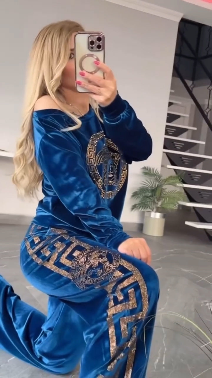 Medusa flannel sweatshirt and sweatpants Set