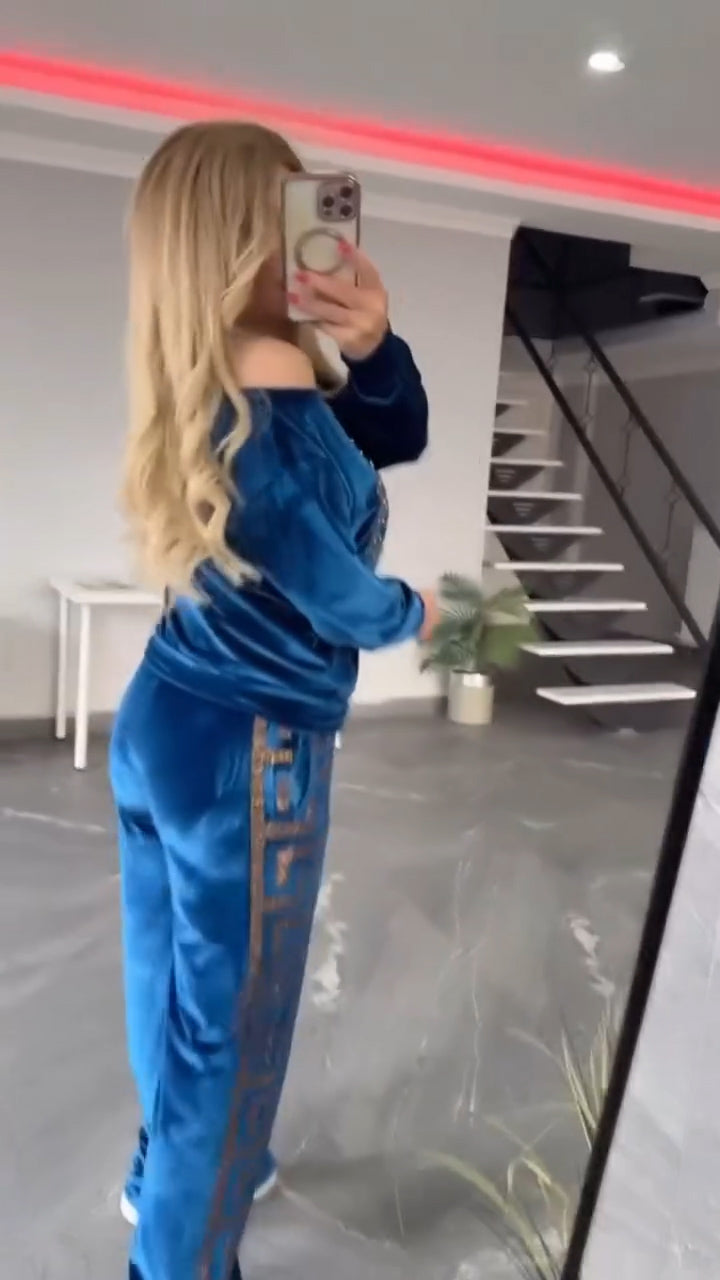 Medusa flannel sweatshirt and sweatpants Set