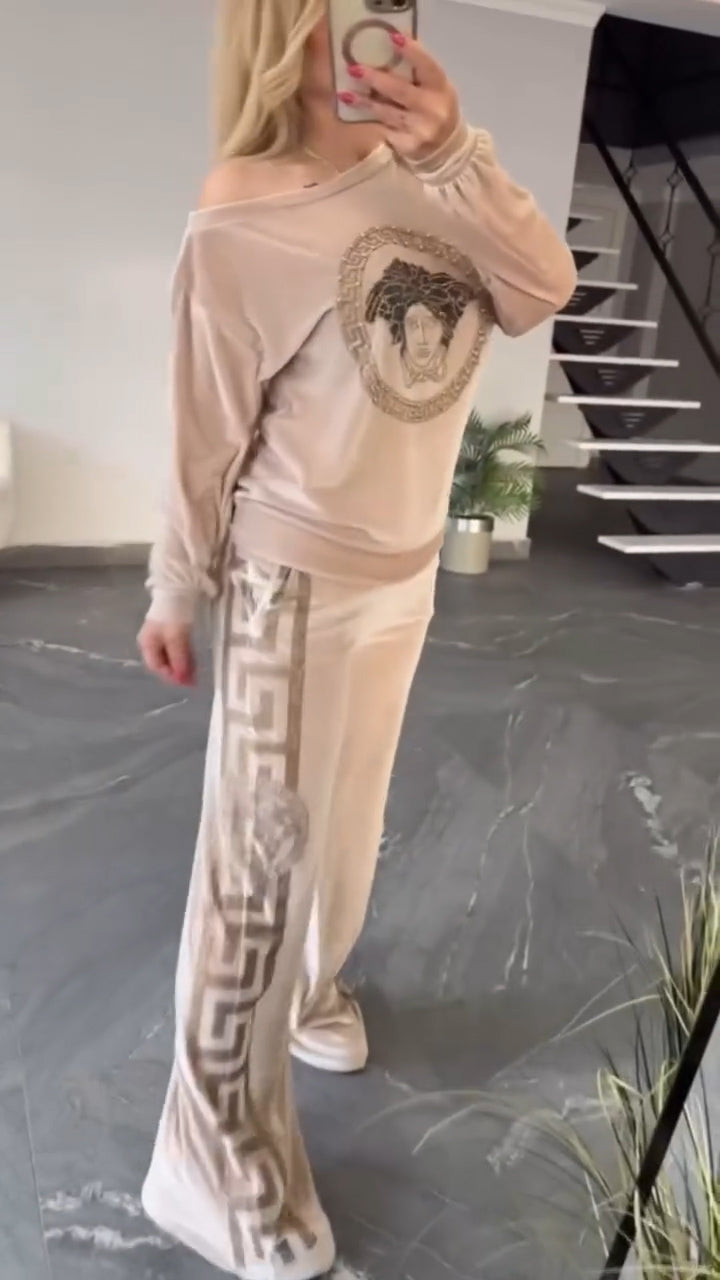 Medusa flannel sweatshirt and sweatpants Set