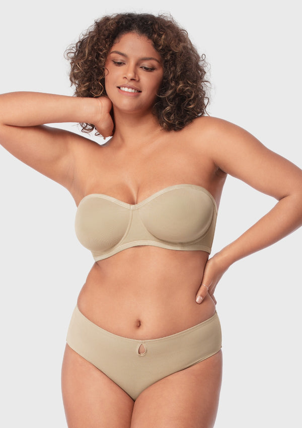 Sheer Mesh Unlined Underwire Strapless Balconette Bra