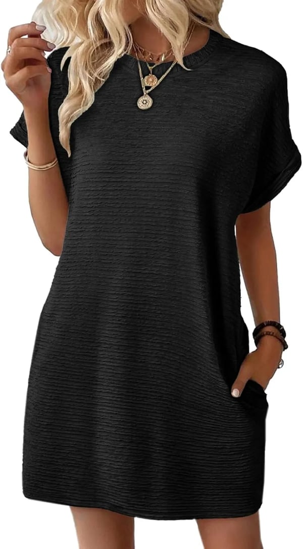 New Women's Lightweight Summer Short Sleeve Dress with Pockets