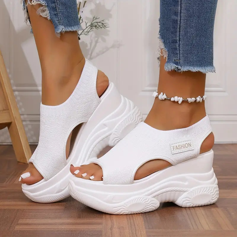 Women'S Fashion High Heels - Thick Sole Slip-On Sandals
