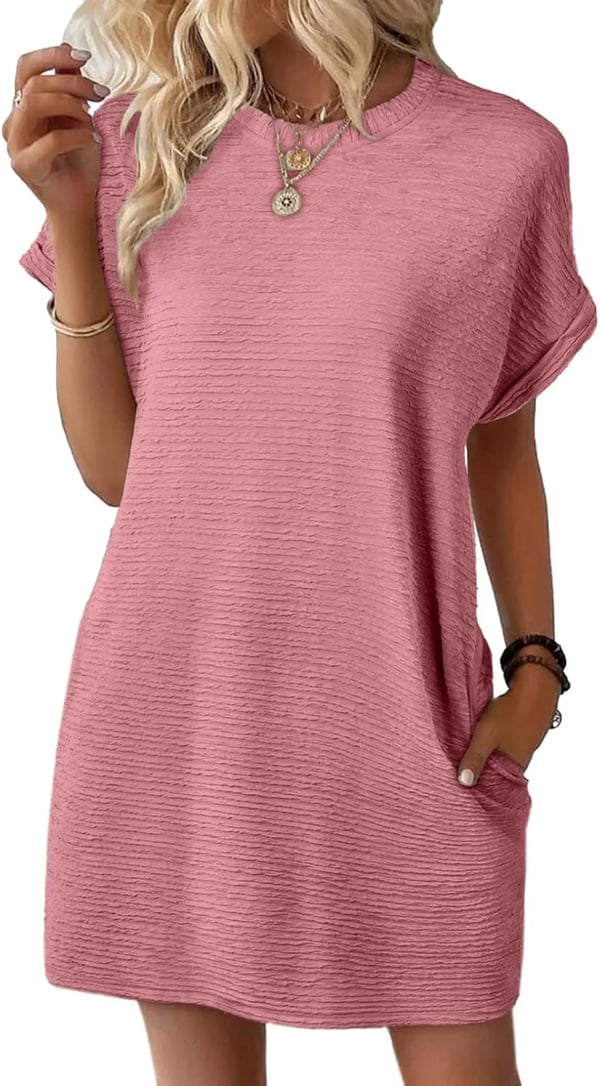 New Women's Lightweight Summer Short Sleeve Dress with Pockets