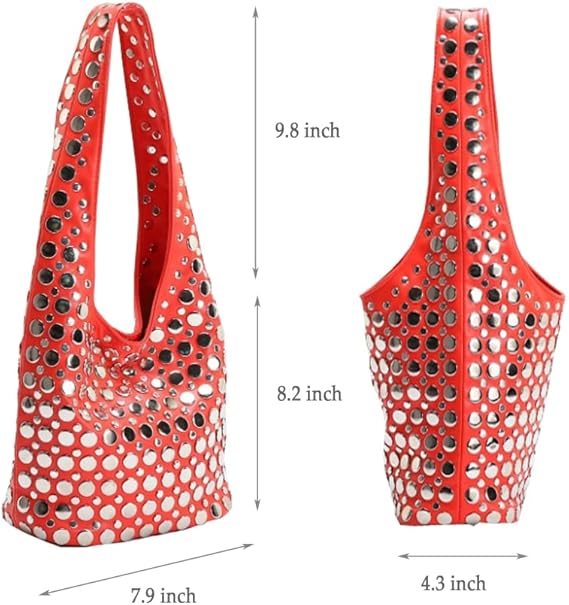 Studded Shoulder Hobo Bag